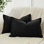 Linen & Cotton Blend Cushion Covers - Twin-Pack - Black