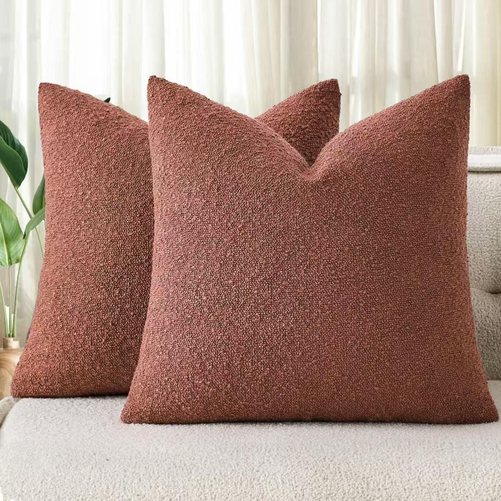 Boucle European Pillowcases - Brick - Twin Pack