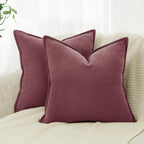 Linen & Cotton Blend Cushion Covers - Twin-Pack - Burgundy