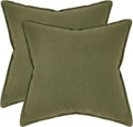 Linen-Cotton European Pillowcases - Soft & Breathable with Hidden Zipper Design - Olive Green, 65x65cm