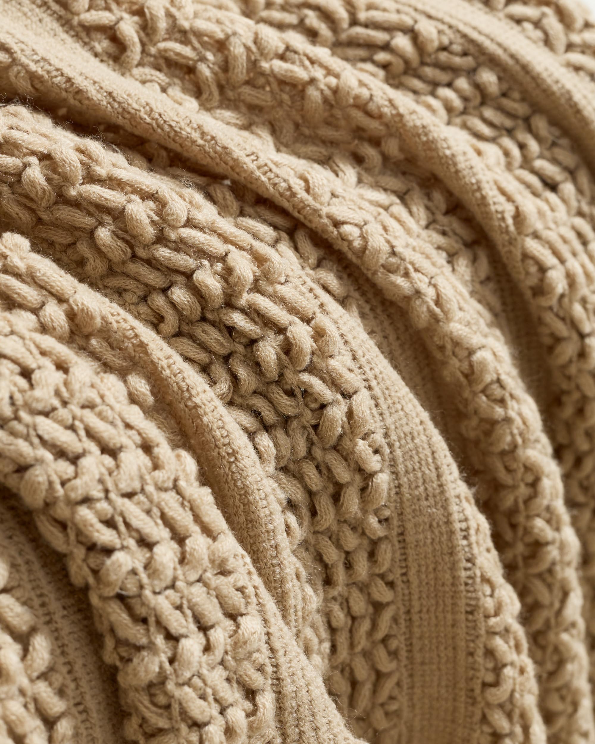 Boho Open-Knitted Throw - Natural, 130x170cm