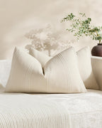 Linen Blend Striped Cushion Covers, Set of 2, Beige, 30x50cm