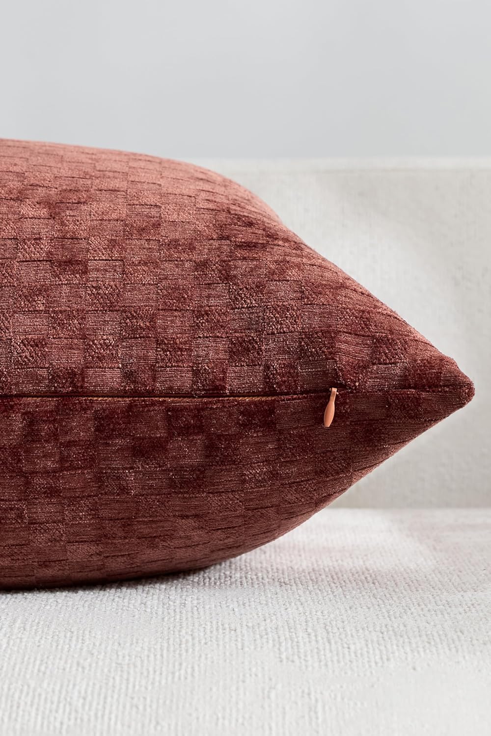 Chenille Waffle Cushion Covers - Twin-Pack - Rust, 30cm x 50cm