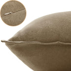 Linen-Cotton European Pillowcases - Soft & Breathable with Hidden Zipper Design - Tan, 65x65cm