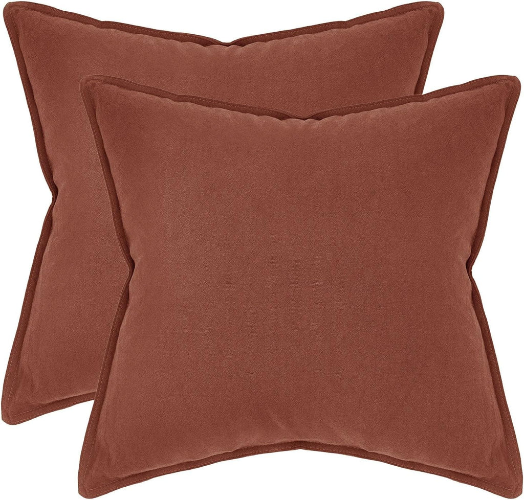 Linen-Cotton European Pillowcases - Soft & Breathable with Hidden Zipper Design - Brick, 65x65cm