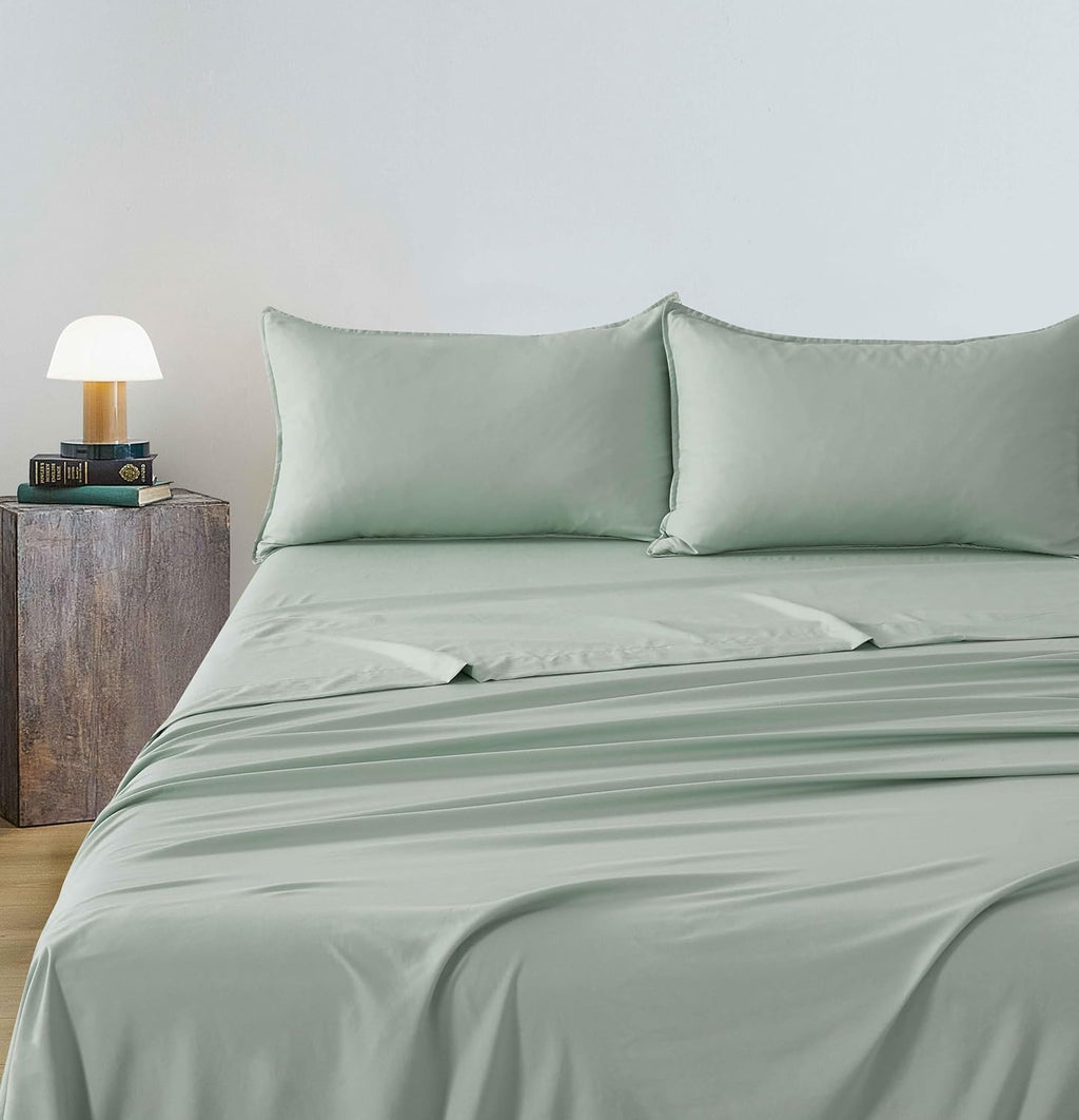 Vintage Washed Microfibre Sheet Set with Pillowcases - Sage