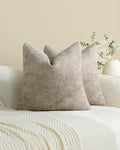 Chenille Grid Cushion Covers - Pack of 2 - Taupe, 45cm x 45cm