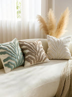 Tufted Leaf Cushion Covers - Twin-Pack - Snow, 45cm x 45cm