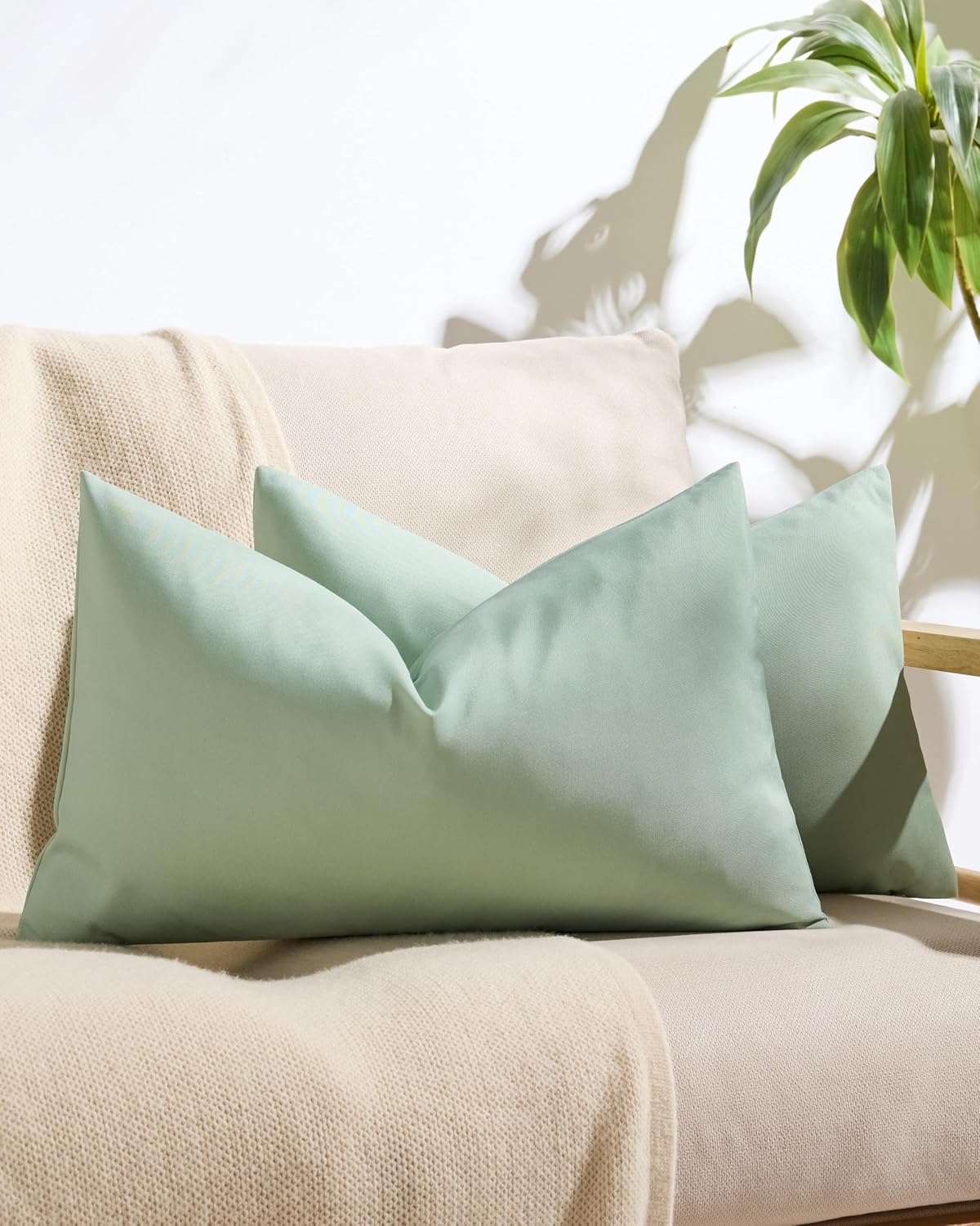 Outdoor Waterproof Cushion Covers - Sage Green, 30x50cm