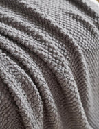 Micro Plush Knitted Woven Throw Blanket - Grey