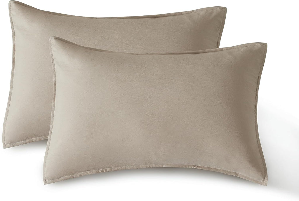 Vintage Washed Microfibre Sheet Set with Pillowcases - Linen