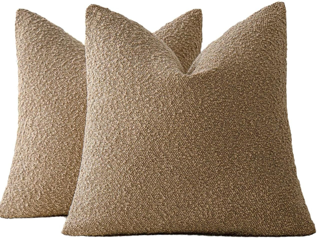 Boucle European Pillowcases - Camel - Twin Pack