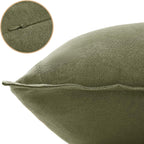 Linen-Cotton European Pillowcases - Soft & Breathable with Hidden Zipper Design - Olive Green, 65x65cm