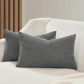 Corduroy Windmill-Inspired Cushion Covers - Twin-Pack - Dark Grey - 30cm x 50cm