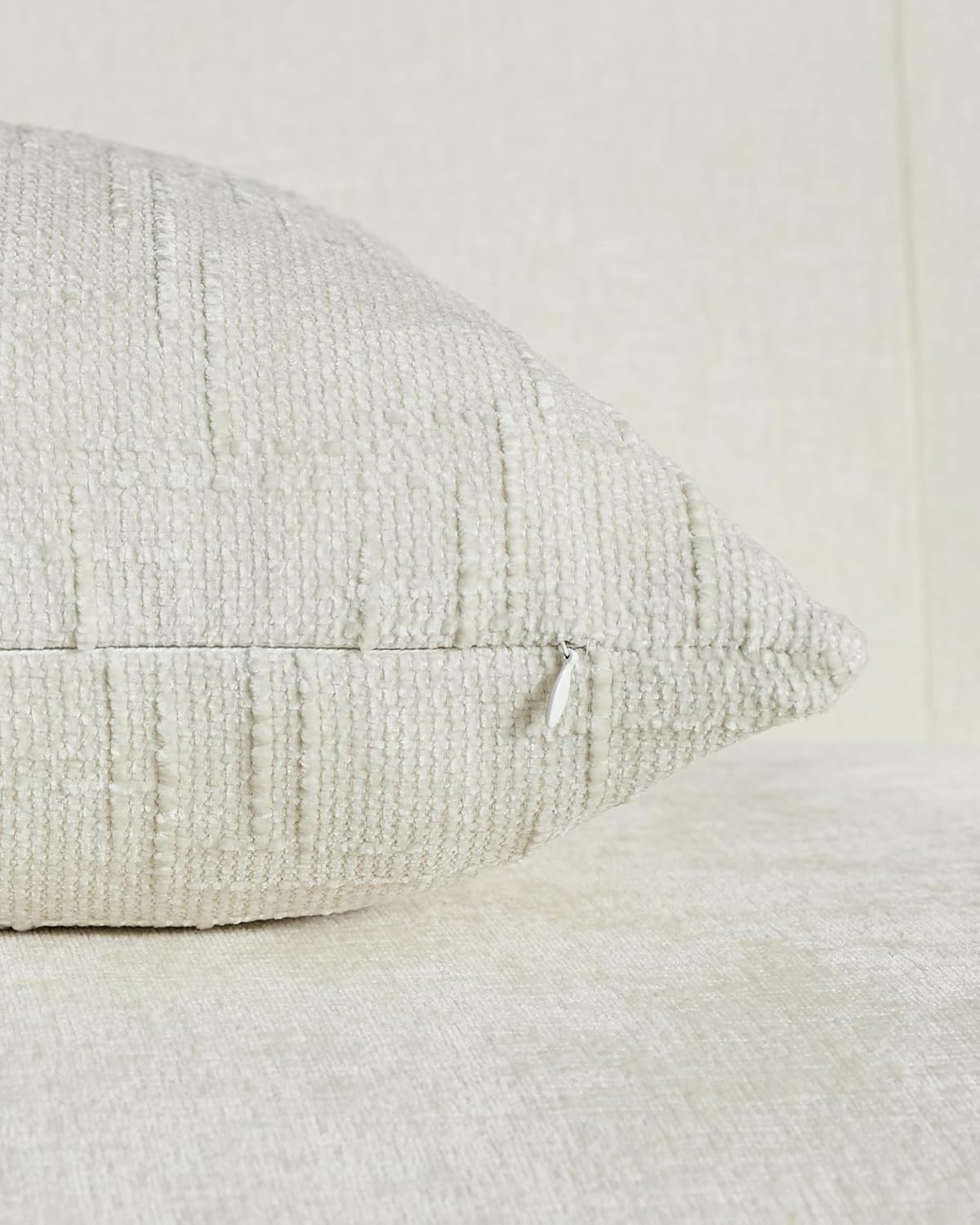 Chenille-Textured Cushion Covers - Twin-Pack - Ivory, 30cm x 50cm
