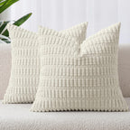 Boho Corduroy Cushion Covers - Twin-Pack - Cream - 45cm x 45cm