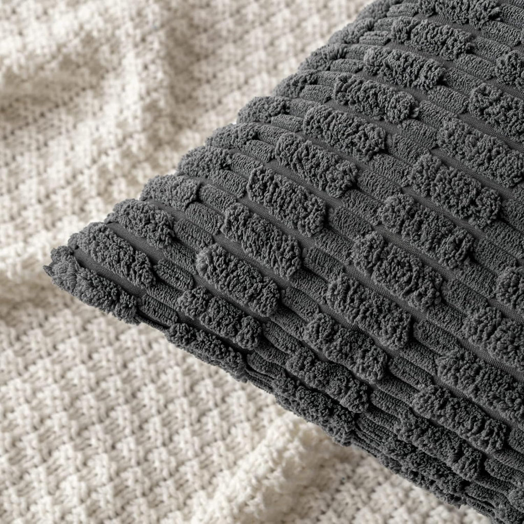 Boho Corduroy Cushion Covers - Twin-Pack - Dark Grey - 30cm x 50cm