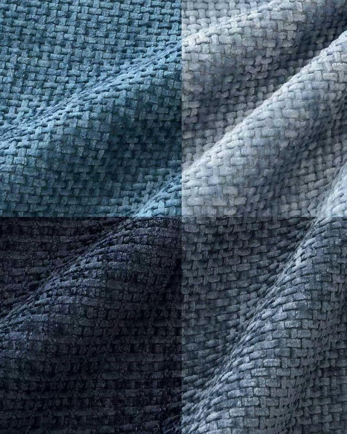 Chenille Grid Cushion Covers - Pack of 4 - Mix of Blue, 30cm x 50cm