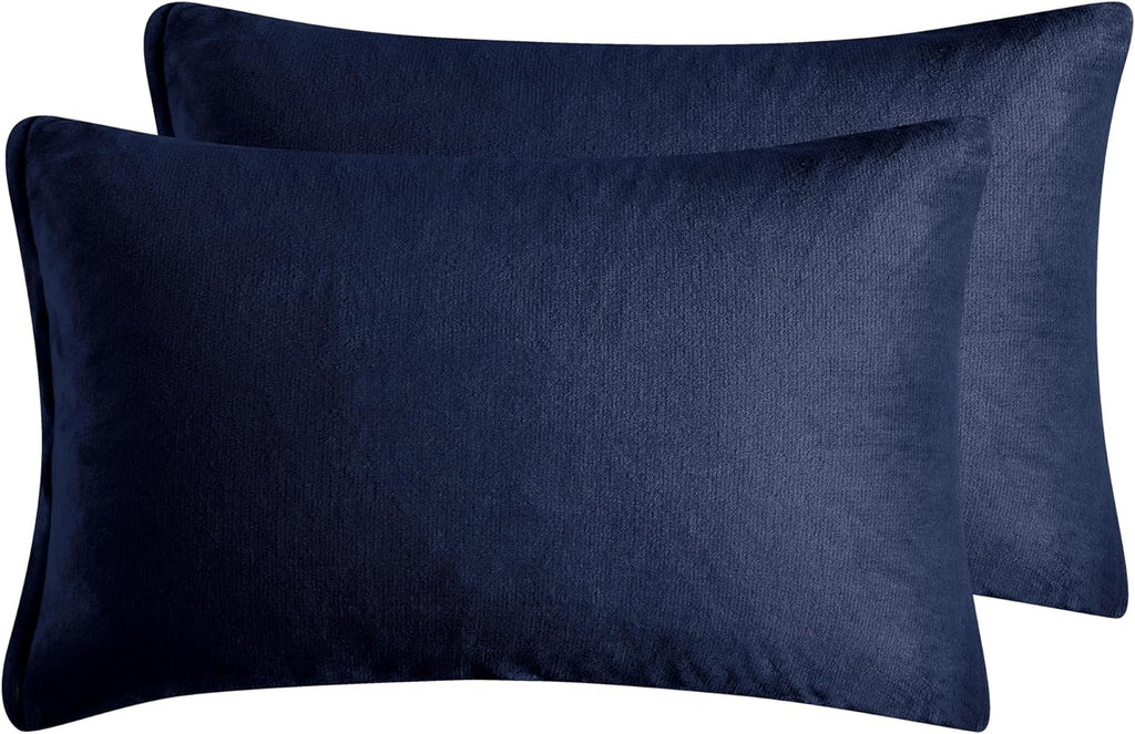 Teddy Sherpa Standard Pillowcases - Twin-Pack - Navy Blue - 48cm x 73cm