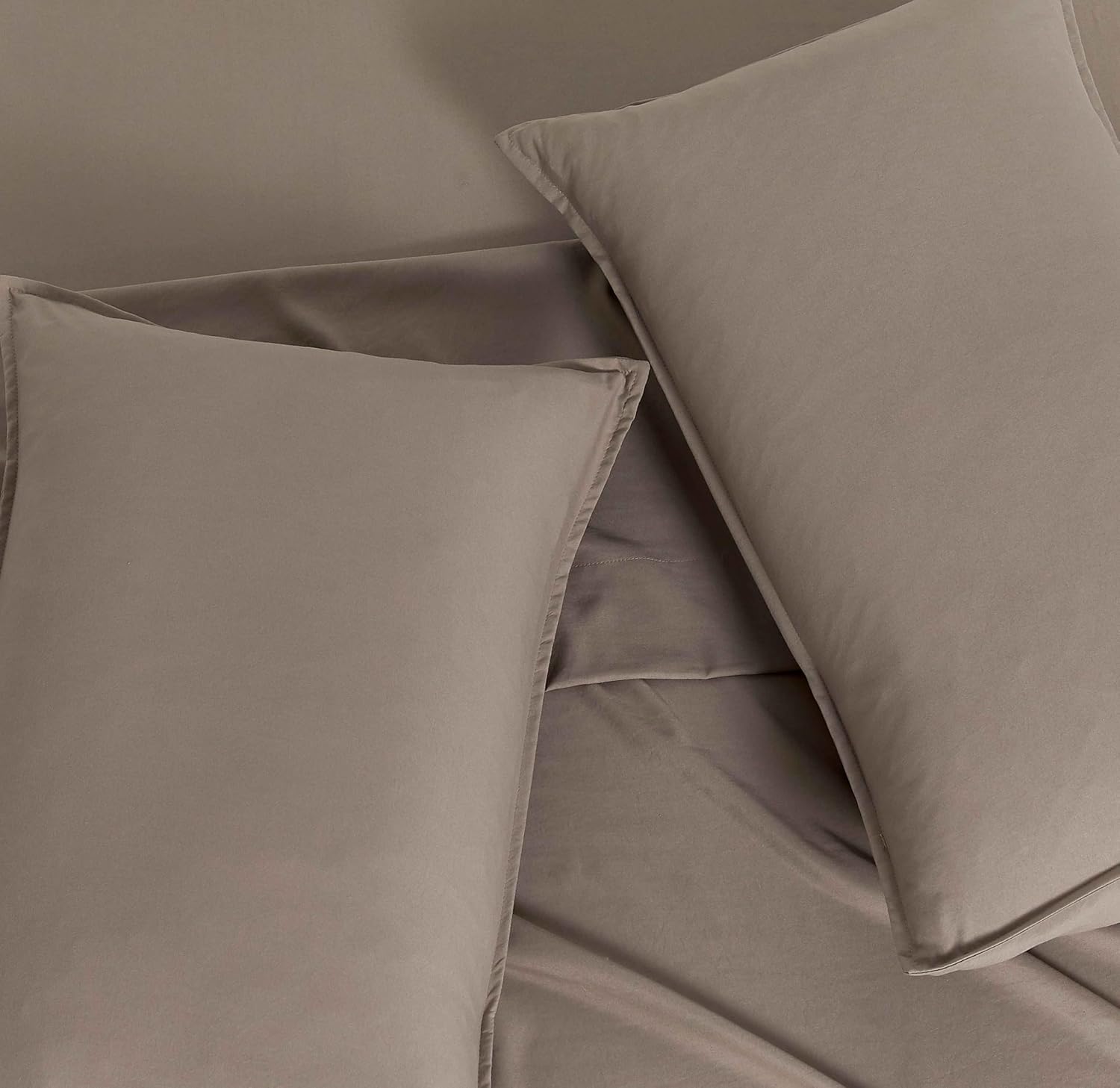 Vintage Washed Microfibre Standard Pillowcases - Twin-Pack - Truffle