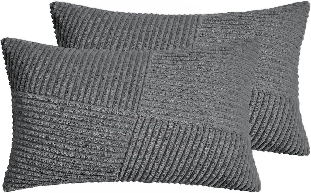 Corduroy Windmill-Inspired Cushion Covers - Twin-Pack - Dark Grey - 30cm x 50cm