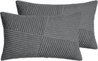 Corduroy Windmill-Inspired Cushion Covers - Twin-Pack - Dark Grey - 30cm x 50cm