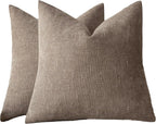 Chenille Haze - European Pillowcases - Pack of 2 - Taupe, 65cm x 65cm