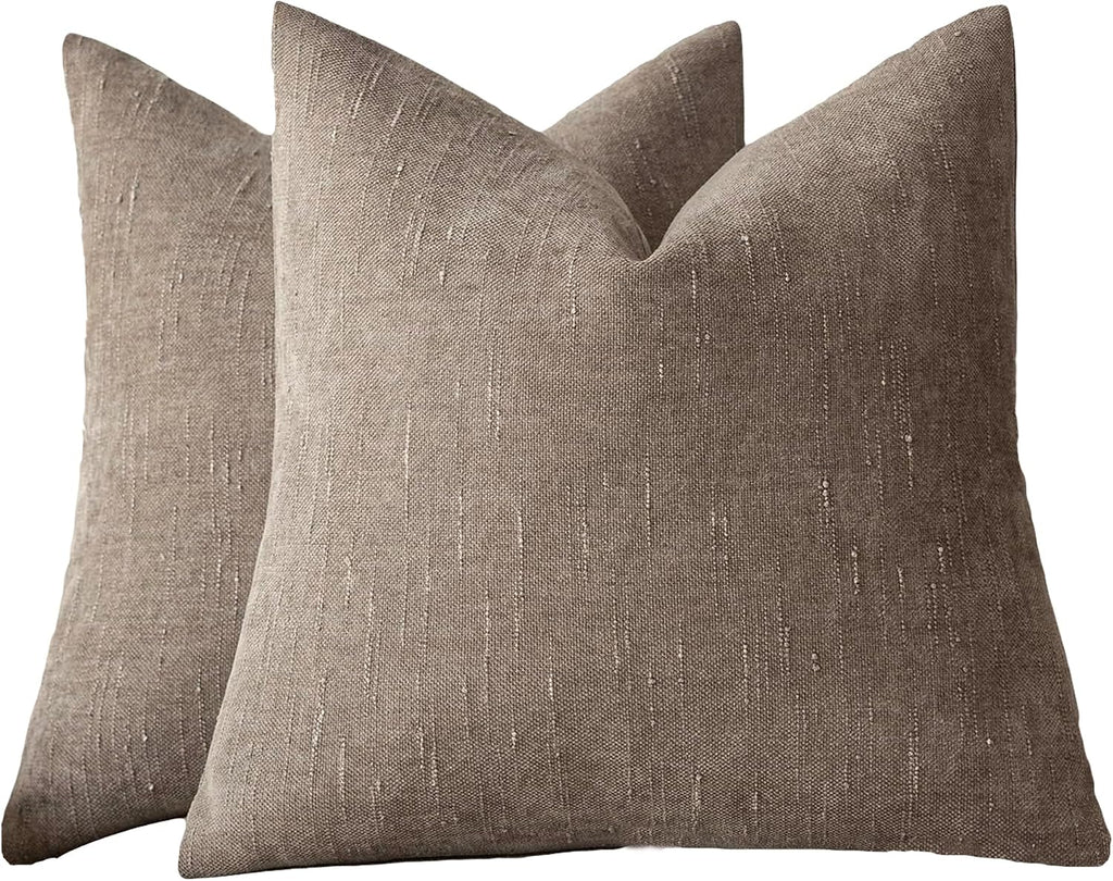 Chenille Haze-Textured Cushion Covers - Pack of 2 - Taupe, 50cm x 50cm