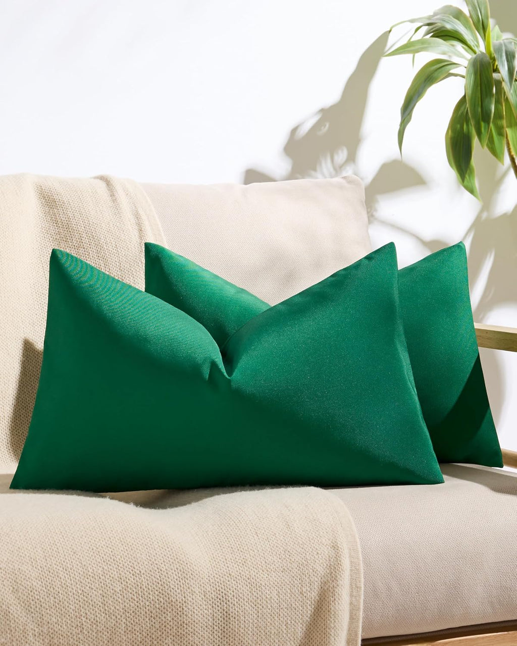 Outdoor Waterproof Cushion Covers - Emerald Green, 30x50cm