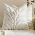Tufted Leaf Cushion Covers - Twin-Pack - Snow, 45cm x 45cm
