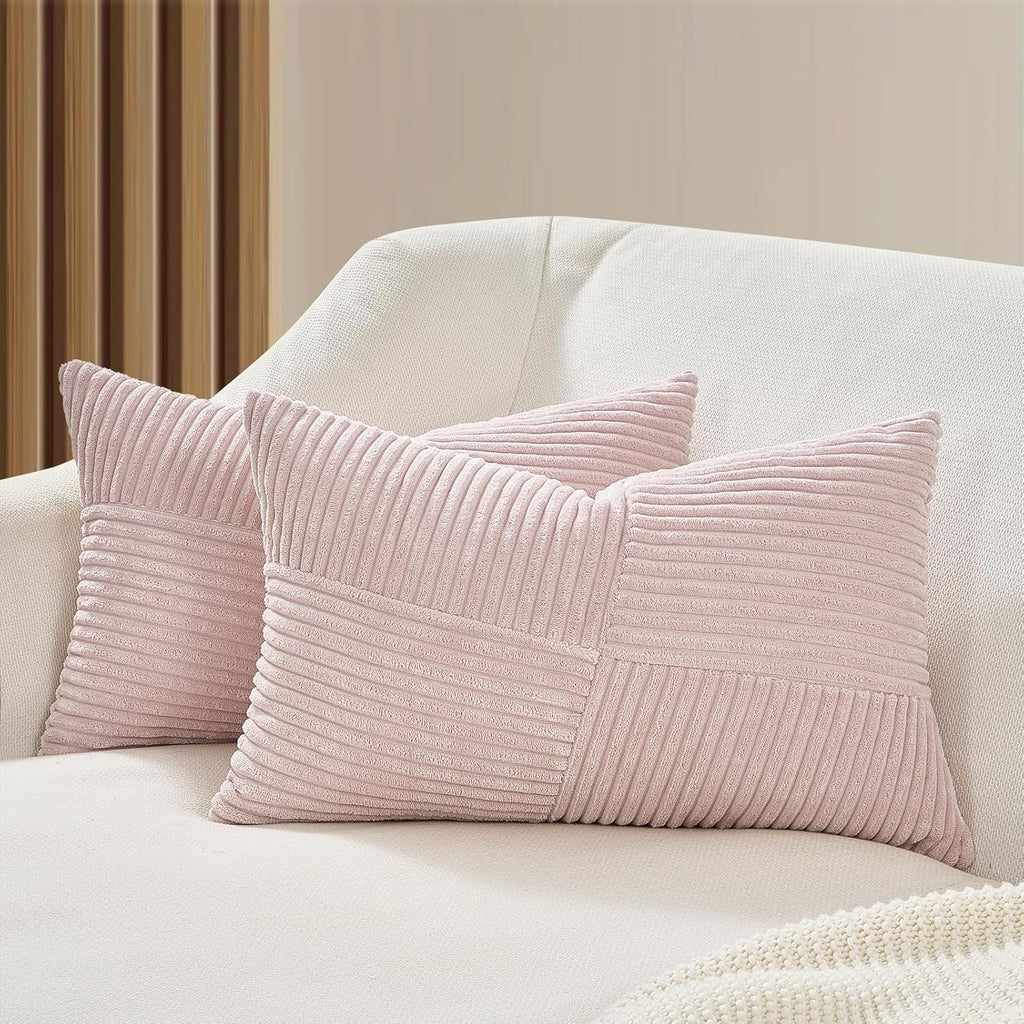 Corduroy Windmill-Inspired Cushion Covers - Twin-Pack - Pink - 30cm x 50cm