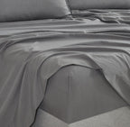 Vintage Washed Microfibre Sheet Set with Pillowcases - Grey