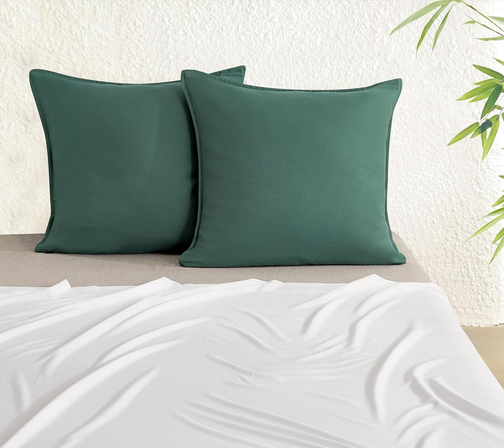 Bamboo Microfibre European Pillowcases - One Pair - Green