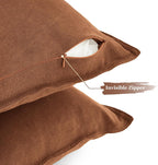 Linen-Cotton European Pillowcases - Soft & Breathable with Hidden Zipper Design - Terracotta, 65x65cm