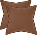 Linen-Cotton European Pillowcases - Soft & Breathable with Hidden Zipper Design - Cocoa Brown, 65x65cm