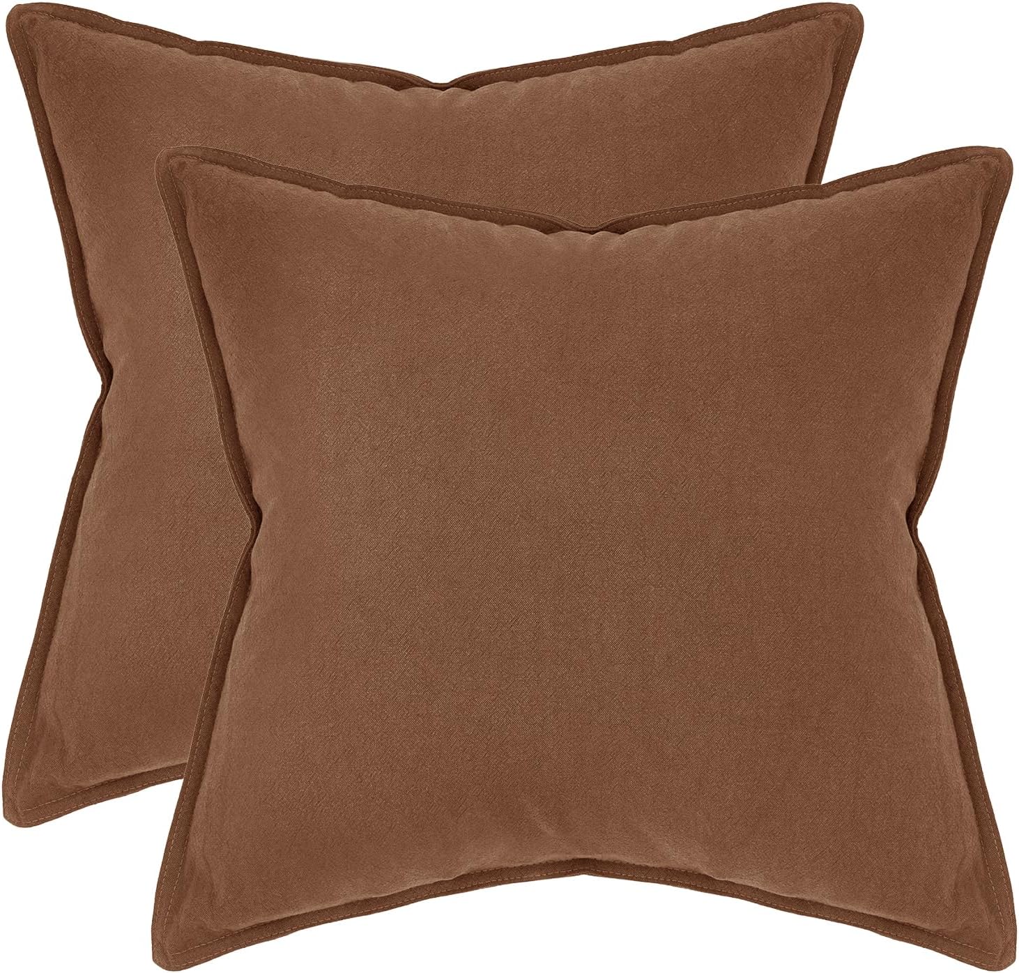Linen-Cotton European Pillowcases - Soft & Breathable with Hidden Zipper Design - Cocoa Brown, 65x65cm