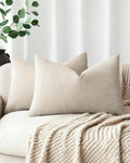 Chenille Haze-Textured Cushion Covers - Pack of 2 - Oatmeal, 30cm x 50cm