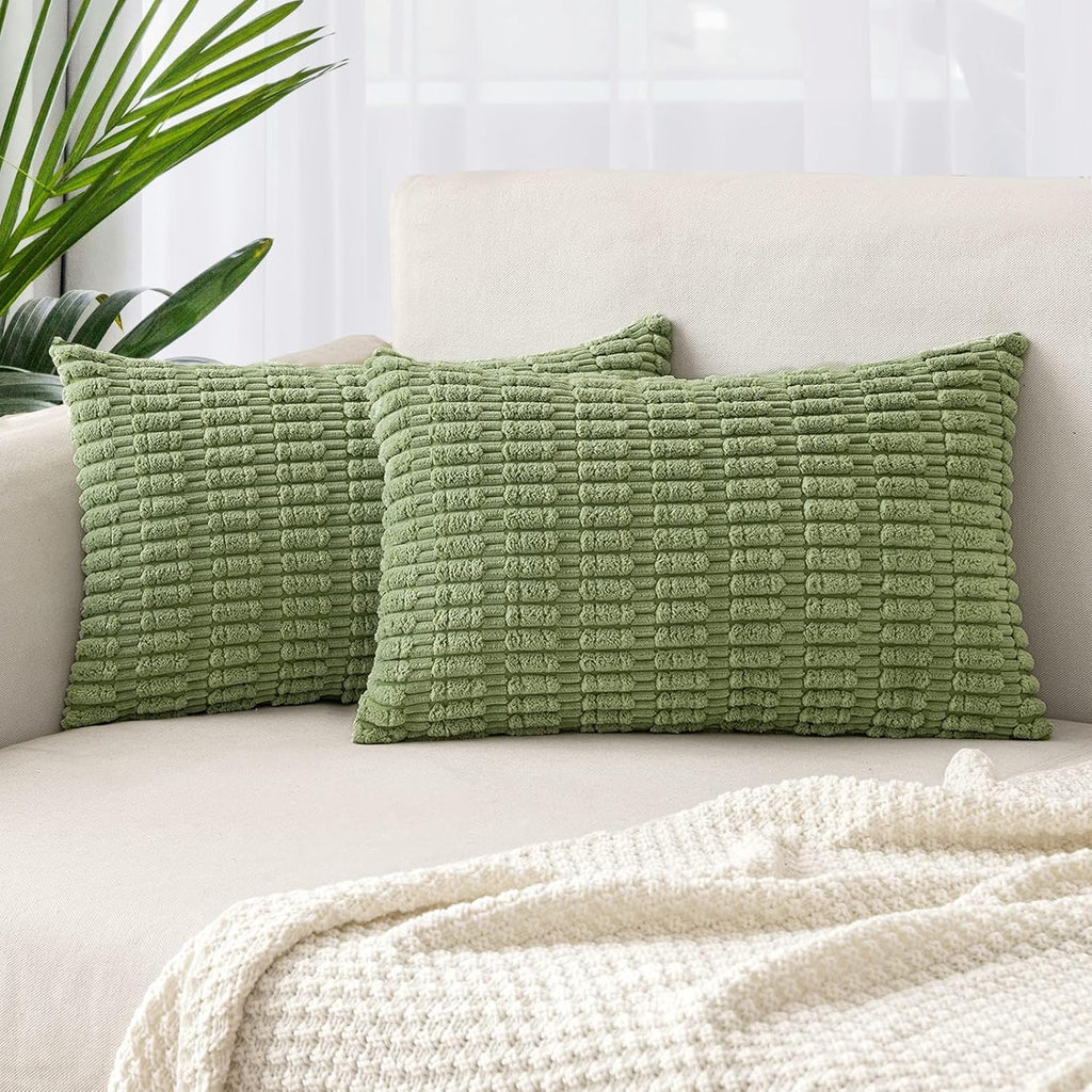 Boho Corduroy Cushion Covers - Twin-Pack - Sage Green - 30cm x 50cm