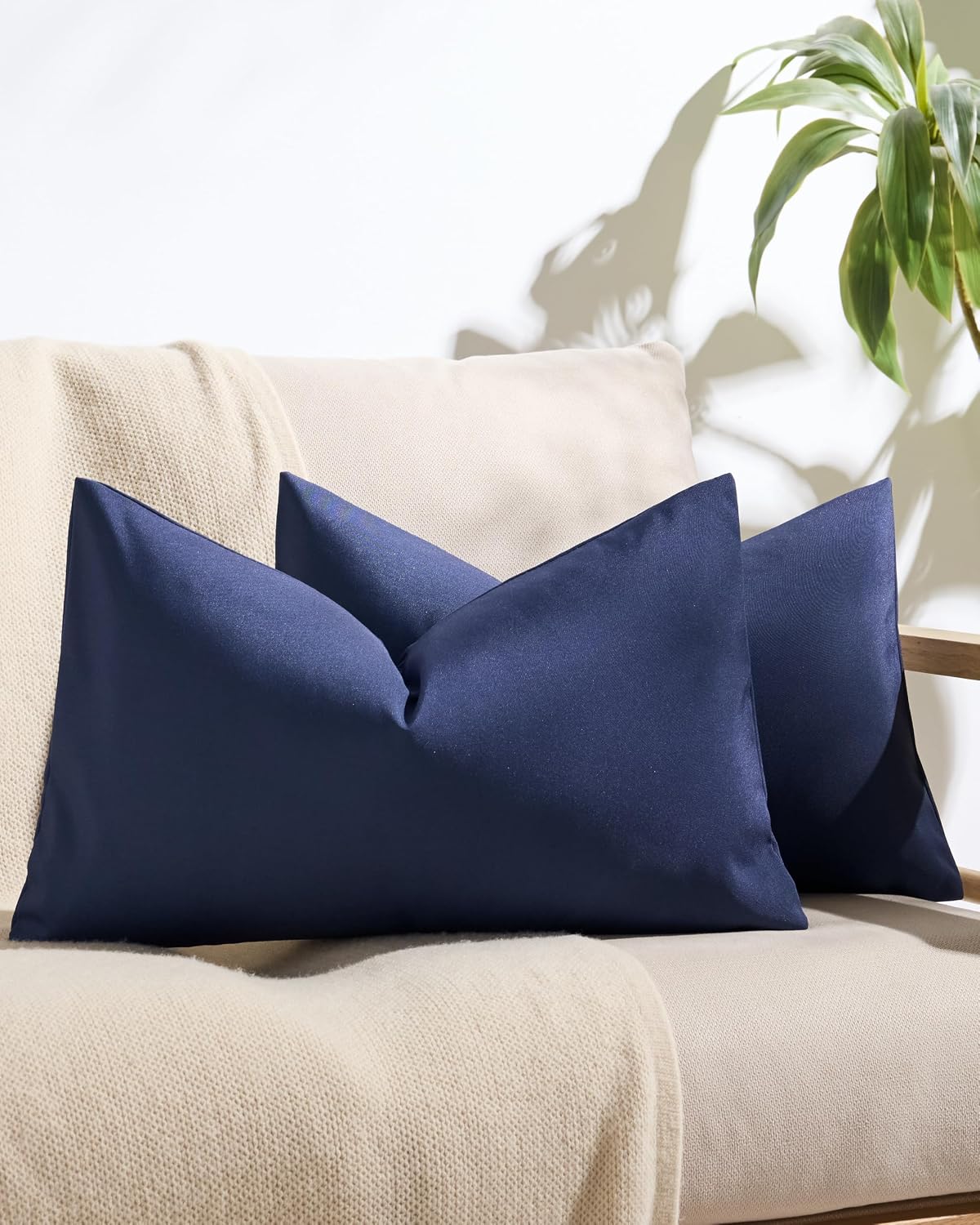 Outdoor Waterproof Cushion Covers - Navy Blue, 30x50cm