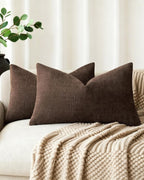 Chenille Haze-Textured Cushion Covers - Pack of 2 - Coffee, 30cm x 50cm