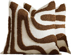 Tufted Wave Cushion Covers Set of 2, Brown, 45 x 45 cm