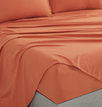 Vintage Washed Microfibre Sheet Set with Pillowcases - Terracotta