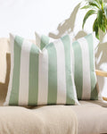 Striped Outdoor Waterproof Cushion Covers Sage Green 45x45cm