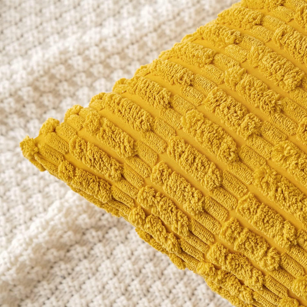 Boho Corduroy Cushion Covers - Twin-Pack - Mustard - 45cm x 45cm