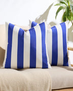 Striped Outdoor Waterproof Cushion Covers Royal Blue 45x45cm