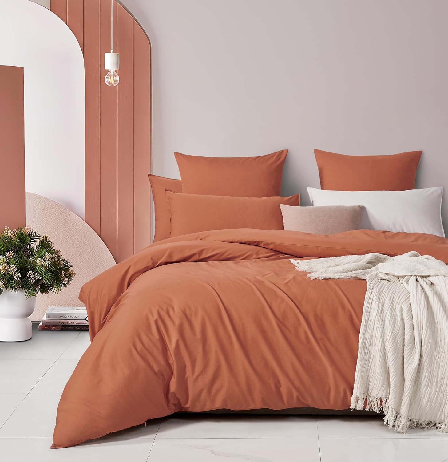 Vintage Washed Cotton Standard Pillowcases - Twin-Pack - Brick