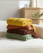Boho Open-Knitted Throw - Brown, 130x170cm