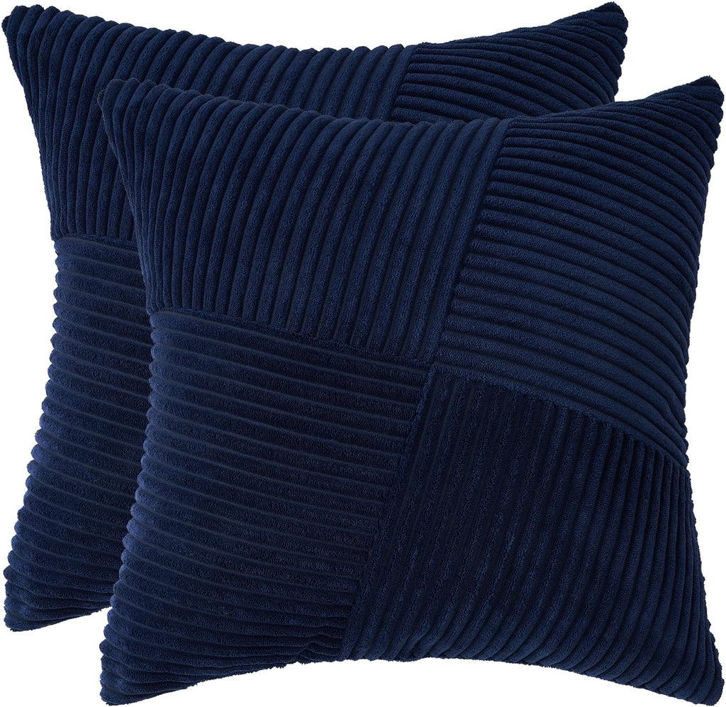 Corduroy Windmill-Inspired Cushion Covers - Twin-Pack - Navy Blue - 45cm x 45cm
