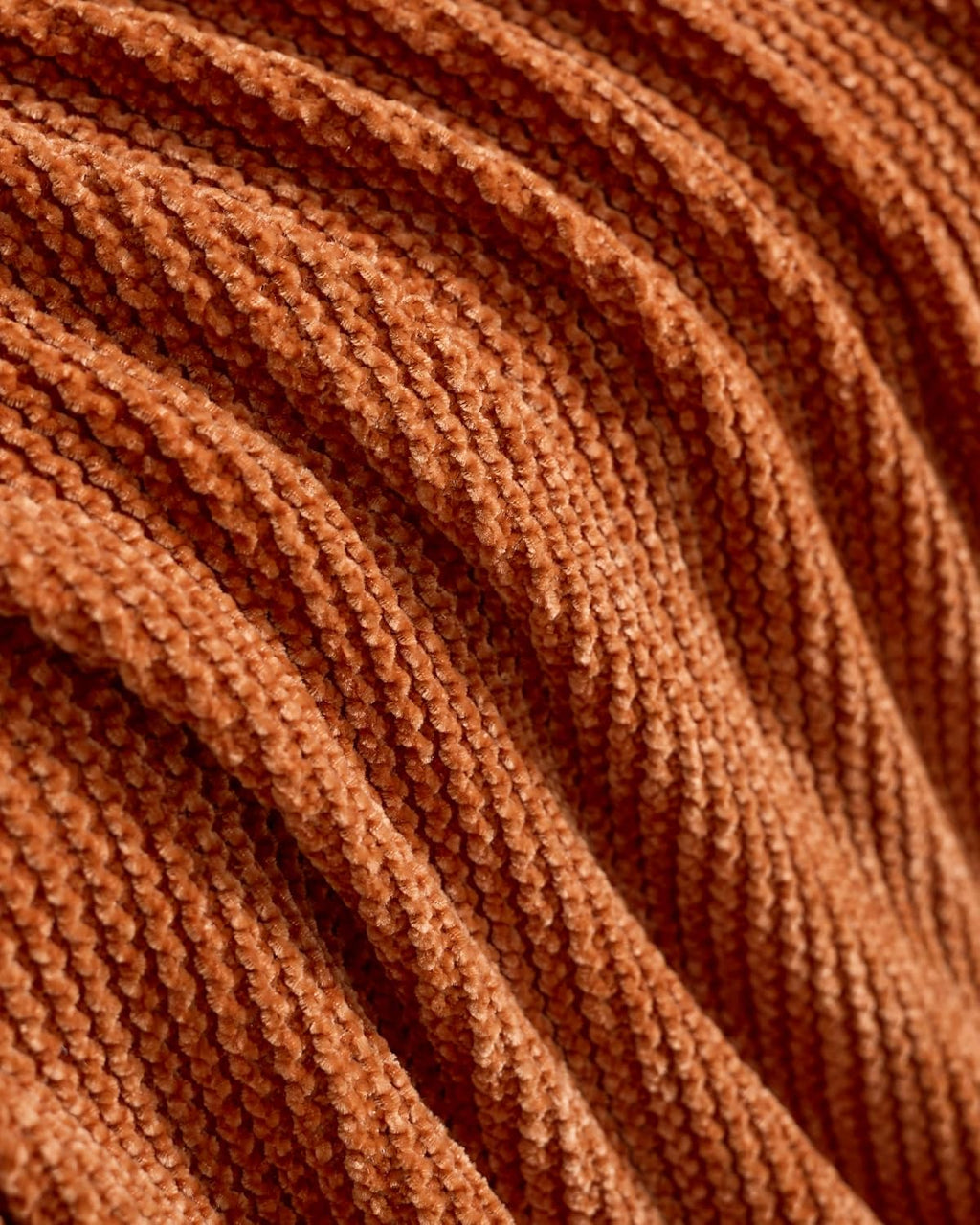 Chenille Knitted Throw - Terracotta, 130x170cm
