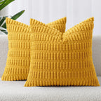 Boho Corduroy Cushion Covers - Twin-Pack - Mustard - 45cm x 45cm